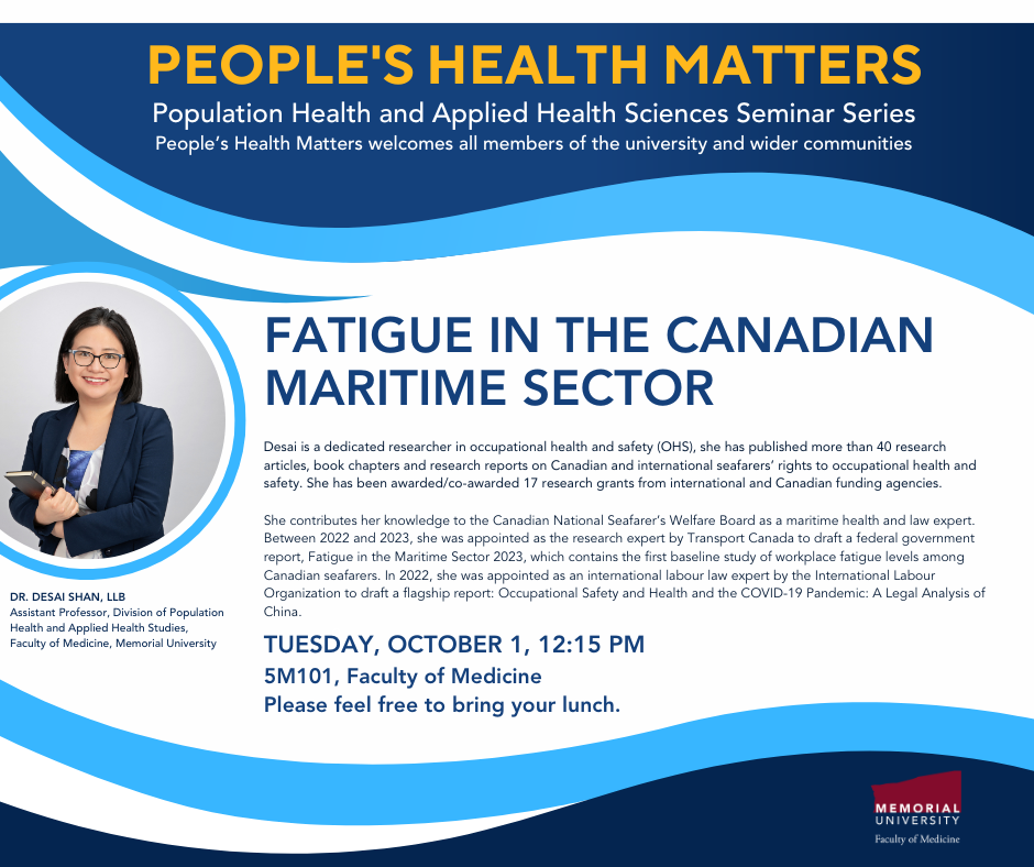 Graphic of Peoples Health Matters poster for October 1, 2024 – Dr. Desai Shan